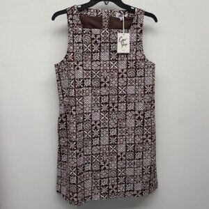 The Coco Shop Classic Mini Shift Dress -- Brown Checkerboard, Size S | NWT